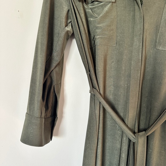 L'AGENCE Rivi Midi Dress Tie Waist‎ Olive - Picture 7 of 12
